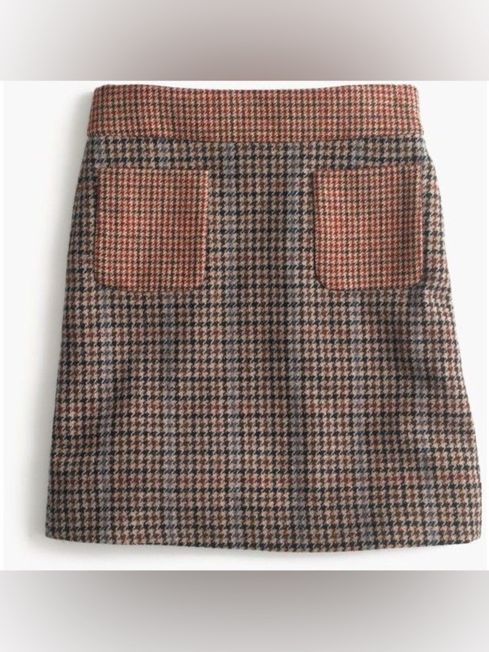 J. Crew Brown and Black Houndstooth Mini Skirt